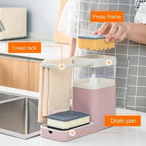Multifunctional Pressing Dishwashing Soap Storage Box Container Towel Shelf Rack