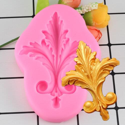 Mujiang Baroque Scroll Leaf Cake Fondant Mold Candy Chocolate Silicone Biscuits Embossed Mould DIY Cake Decoration Baking Tools