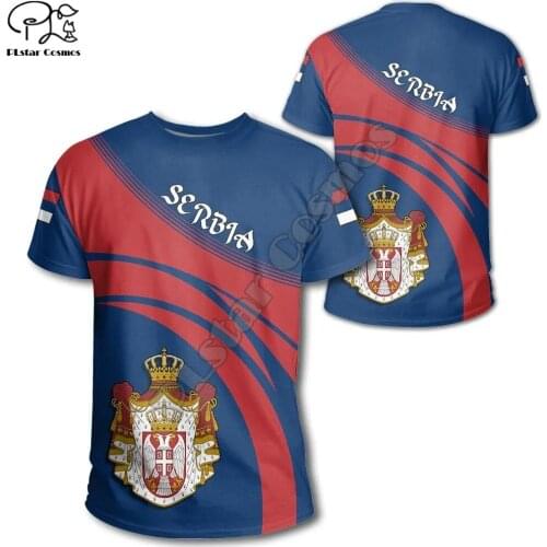 PLstar Cosmos Newest Serbia Symbol 3D Print Fashion Summer T-Shirts Flag Short-Sleeve Tee Men/Women Hip Hop Casual Streetwear S6