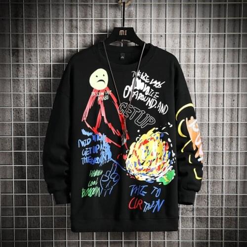 KKSKY Graffiti Monkey Hoodie Sweatshirt Men/women Fashion Print Flower Hoodies Graffiti Animal Crewneck Mens Clothing oversized