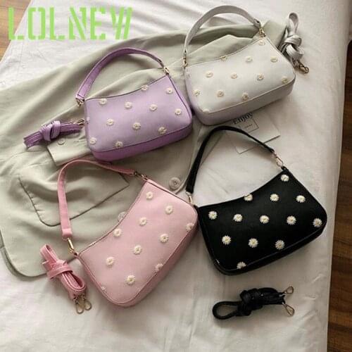 Elegant Women Daisy Shoulder Bag PU Leather Lady Handbags Underarm Bag Girls Crossbody Messenger Shoulder Bag Dropship New