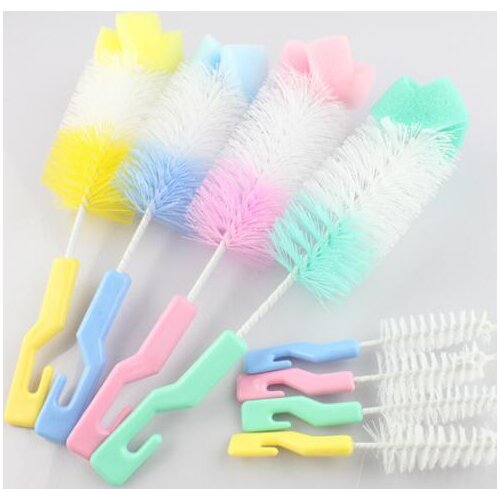 New 360 Degree Rotating Spin Sponge Brush Baby Milk Feeding Bottle Nipple Cleaning Scrubber Brushes