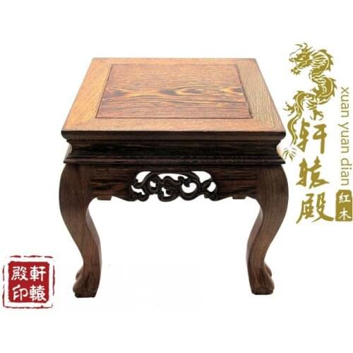 Direct red carved wooden furniture black wenge square foot tiger flower bonsai Kistler base station / small square stool