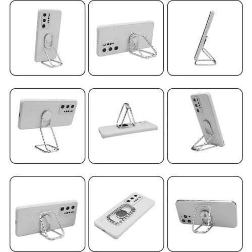 Adjustable Fold Lift Black Silver Back-Mounted Circle Phone Stand Metal Desktop Universal Phone Holder Ring