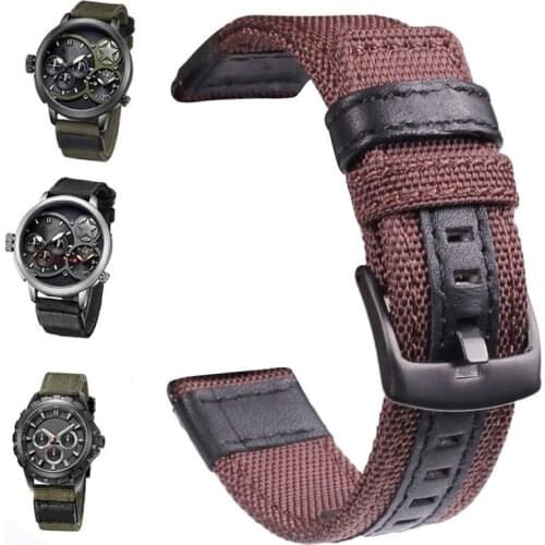 HENGRC Nylon Watch Strap Band Men Sport Nato 20 22 24mm Black Green Coffee Watchbands Stainless Steel Buckle Clasp Accessories