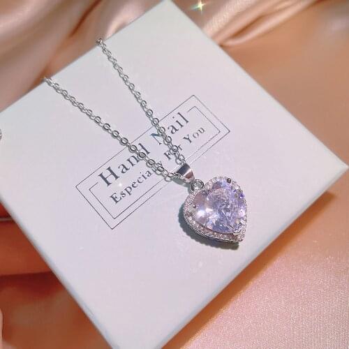 Luxury Heart Shining Cut Big AAAAA Moissanite Pendant Necklace 925 Silver Simulated Moissanite Diamond Engagement Necklace