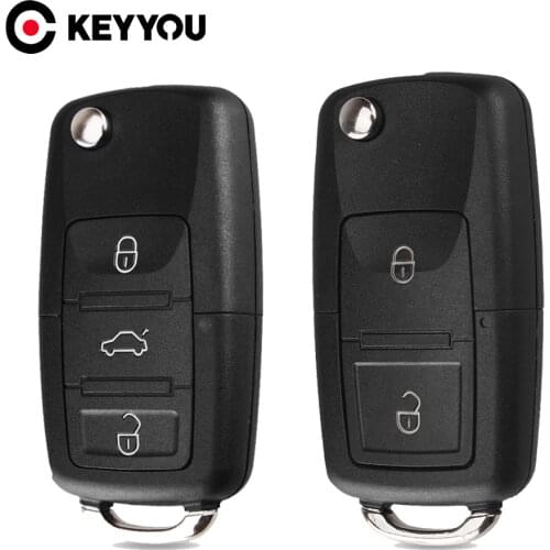 KEYYOU 2 button Folding Car Remote Key Flip Folding Key Shell Case For Volkswagen Vw Jetta Golf Passat Beetle Skoda Seat Polo B5