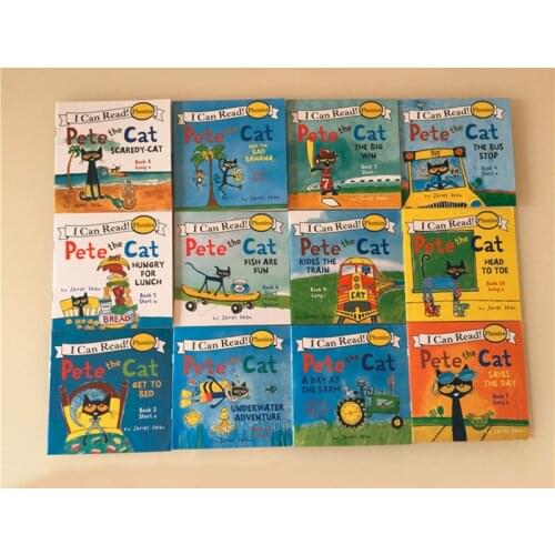 Random 4 Books 13x13cm Picture Books For Kids Children Baby English Pete Cat Series Storybook Child IQ EQ Training Bedtime Story