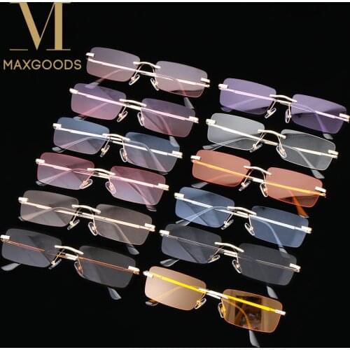 2021 NEW UV400 Sun Glasses Fashion Rectangle Rimless Women Men Sunglasses Unisex Retro Luxury Design Gradient Eyewear