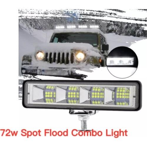 72W Led Bar Flood Light Led Work Light Spot Flood Combo LED Light Bar/Work Light White Driving Lamp Car SUV Boat LED Headlights