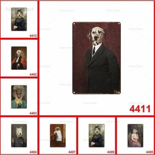 Funny Animals Dogs Cats Pet Animal Cartoon Metal Tin Sign Vintage Poster Decorative Wall Plates Plaque Retro Home Decor 20x30cm