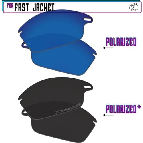 EZReplace Polarized Replacement Lenses for - Oakley Fast Jacket Sunglasses - BlackPPlus-SapphireP
