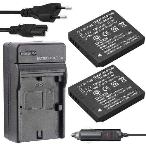 Probty 2x DMW-BCF10E DMW BCF10e Batteries + charger for Panasonic DMC-FS12 FS15 FS25 FS4 FS7 FX48 FX550 FX580 FX68 FH1 TS3 FH20