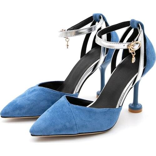 Sandalia Feminina 2019 new Wild High-heeled shoes pointed Word buckle sandals Fine heel with Women Single shoes zapatos de mujer