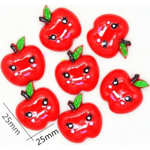 10PCS Kawaii Apple Cabochon|Crazy Fruit Party Decoration miniatures| Summer Fruit Party Flatback Deco