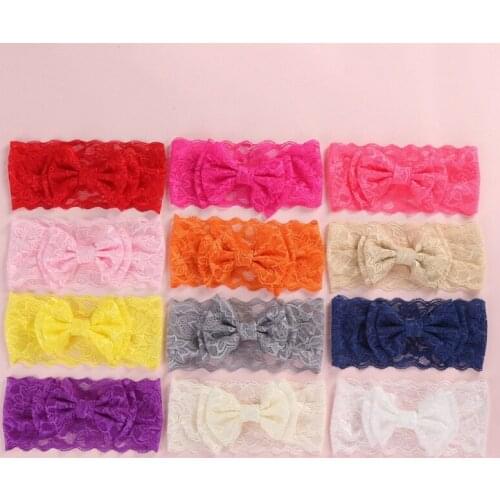 PatPat 2020 New Arrival Baby Pretty Bowknot Lace Solid Headband for Girl Headband