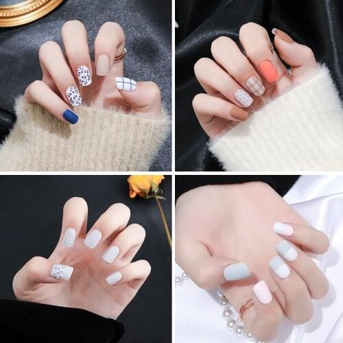 24 Pieces Wear Detachable Manicure DIY Waterproof Nail Bag Cute Cartoon Pattern Nail Paste Lady Nail Paste