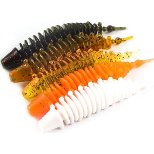 5pc/lot 8cm/6g Soft Caterpillar Lures Worms Fishing Lure Soft Grub Artificial Trout Soft Bait Fishing Dropshopping 5 Colors