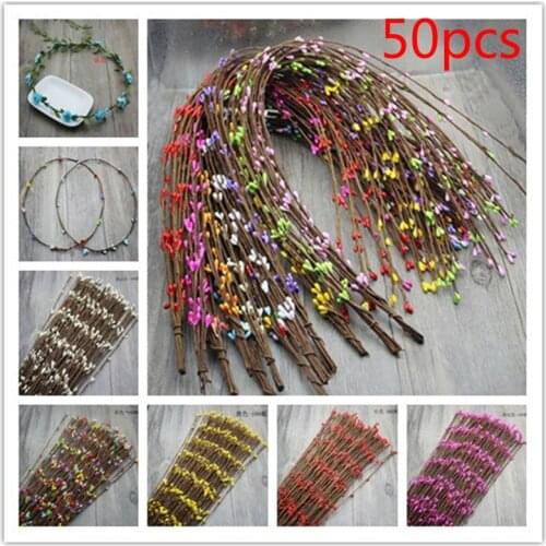 65cm Colourful Rattan Ring Artificial Flowers Garland Stamens Frame For Christmas Home Decor DIY Floral Wedding Wreaths