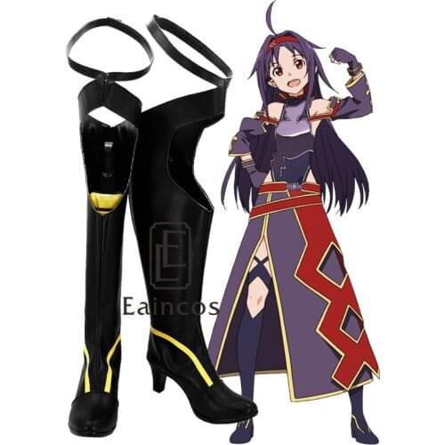 Anime Sword Art Online Konno Yuuki Black Boots Cosplay Party Shoes Custom-made
