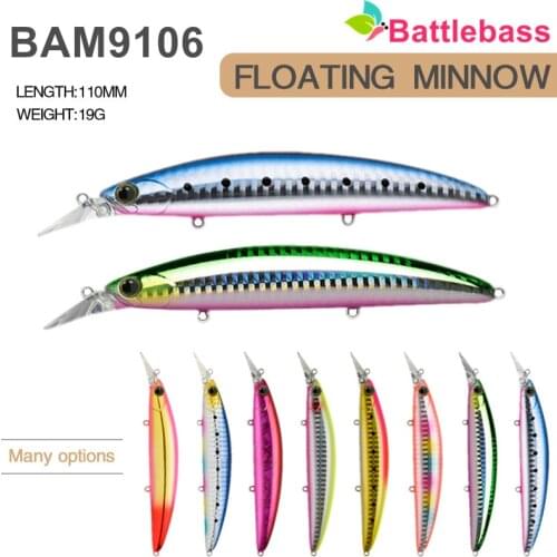 BATTLEBASS 11cm 19g Minnow Fishing lure 1Pca Seawater Hard Bait Floating Wobblers Laser Long Casting Sea Fishing Artificial Bait