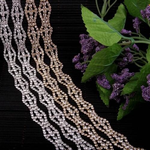 Free Shipping 5 yards Crystal Rhinestone Trim, Rhinestone Applique, Wedding Applique,Rhinestone Chain MALI040