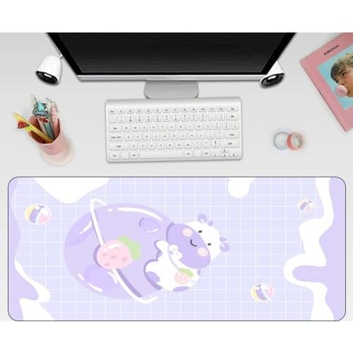 Purple Large Mousepad Grande Cows Cute Mouse Pad Gamer Kawaii Cartoon Keyboard Computer Office Rubber Anti-Slip Laptop Desk Mat