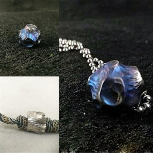 1pc Handmade Titanium Paracord Cord Carving Bead EDC Metal Parachute DIY Beads Accessory Knife Lanyard Pendant Tool Boy Men Gift