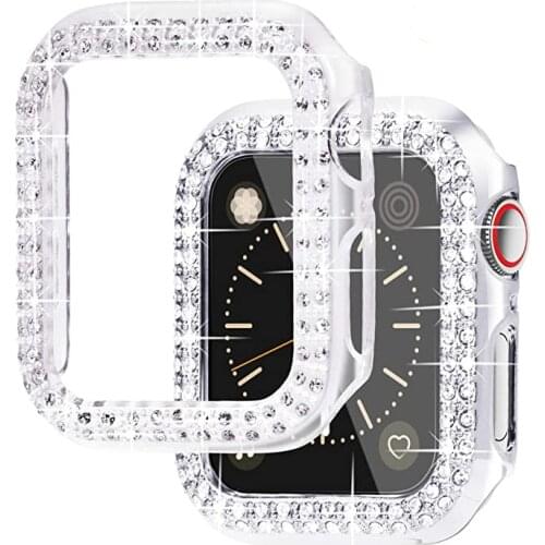 Diamond Bumper Protective Case For Apple Watch Cover 6 5 SE 40mm 44mm Bumper Cases For iWatch Series 6 4 3 38mm 42mm Accessories
