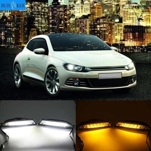 For VW Scirocco 2008-2013 Car Front LED side marker Lamp Amber Turn Signal Lights and White DRL Daytime Running Lights