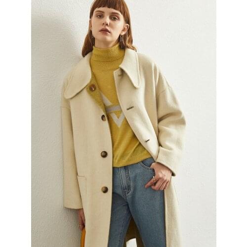 Double-sided woolen coat 2021 new womens woolen mid-length cashmere autumn and winter coat high-end wool