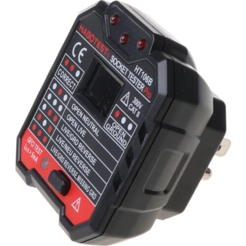 HT106 Electric Socket Tester Neutral Live Earth Wire Testing Circuit Polarity Detector Wall Plug Breaker Finder