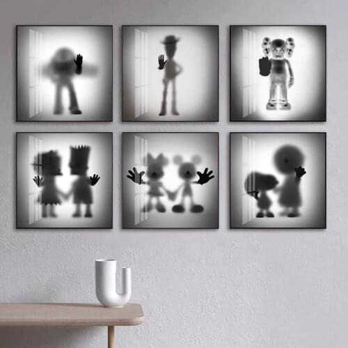 The Disappearing Mickey Canvas Painting Disney Black and White Minnie Anime Posters and Prints Wall Art Picture for Room Decor