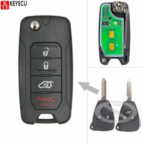 Keyecu Modified Filp Remote Car Key Fob 433MHz ID46 for Chrysler 200 300 Sebring PT Cruiser Liberty Commander 2005-2009 Years