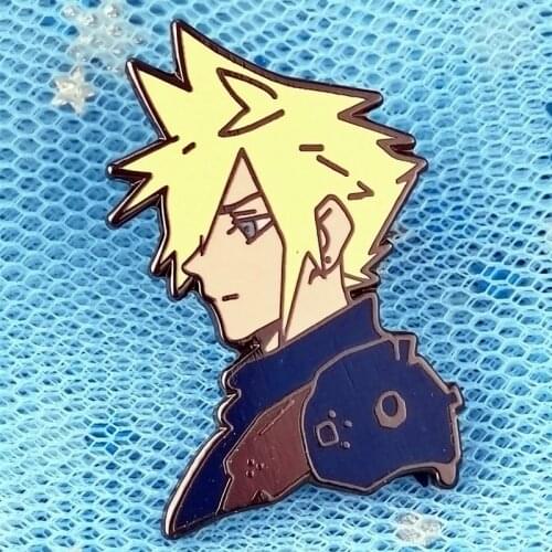 Classic Cartoon Game FFVII Cloud Strife Brooch Pins Enamel Metal Badges Lapel Pin Brooches Jackets Fashion Jewelry Accessories