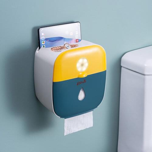 Tissue Box Kitchen Paper Roll Holder Bathroom Bathroom Tissue Towel Accessories Rack Toilet Paper Holders With LED Night Light