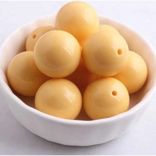 Kwoi vita Cow Yellow Color Chunky 20MM 100pcs A lot Acrylic Solid Gumball Beads for Bubble Chunky Little Girl Jewelry