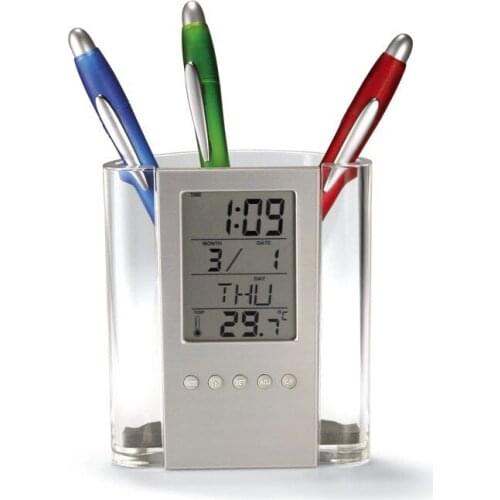 Multi-functional transparent pen barrel office stationery gift clock display electronic calendar pen barrel