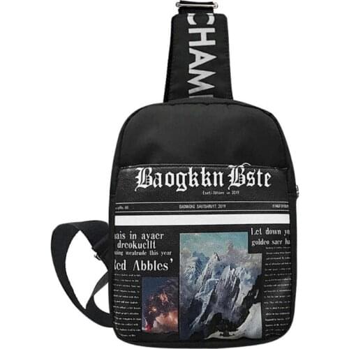 Fashion Newspaper Print Women Fanny Chest Pack Zip Shoulder Crossbody Bag heuptas mannen voor smartphone Chest Bag Dropshipping