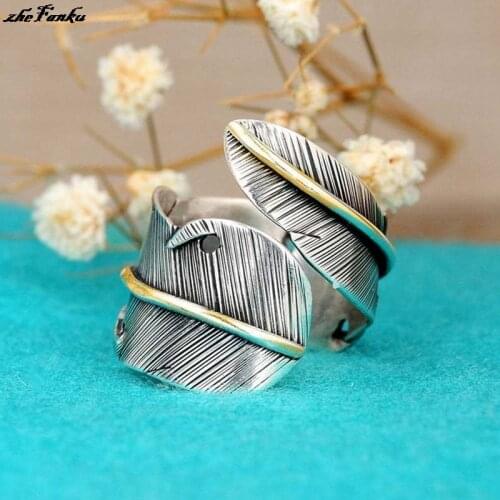 Fashion Feather Rings for Women Boho Adjustable Antique Rings Women Fashion Jewelry Gifts