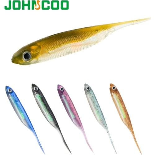 JOHNCOO 6pcs Soft Bait Swimbait Paddle Tail Soft Plastic Lure Shad Lure 2.7g 5.2g Rainbow Color Sequin Swimbait Soft Worm