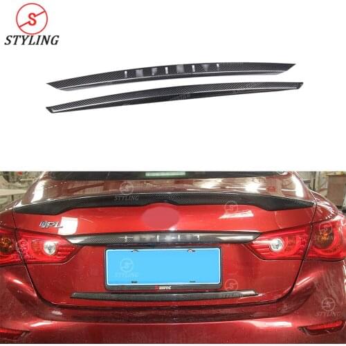 Q50 Rear spoiler trim with logo For Infiniti Q50S Carbon Rear Trunk Trim Q50 dry Carbon Rear trunk wing 2014 2015 2016 2017