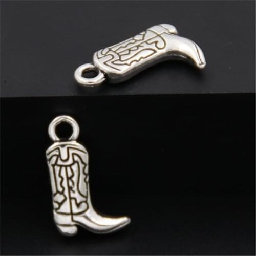 20pcs Zinc Alloy Western Cowboy Cowgirl Boots Charms DIY Pendant For Bracelet A2557
