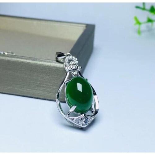 Natural Hetian Jasper Pendant Hand Made with 925 Silver Necklace Attached Lanyard Fine Jade Jewelry