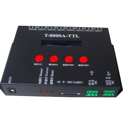 Full Color T1000 T4000 Programmable t8000 led rgb pixel controller T1000B LED Pixel Controller Max load 2048-8192 Pixels