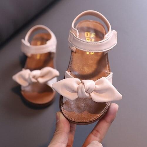 Casual Butterfly-knot Non-slip Soft Kid Toddler Baby Shoes Summer Korean Little Childrens Girls Princess Open Toe Beach Sandals