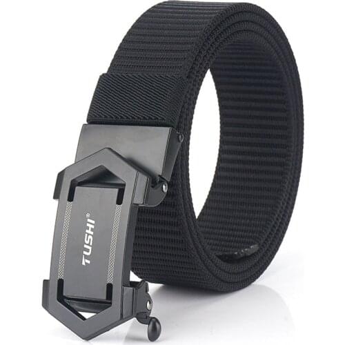 New Trend Thick Nylon Mens Belt Alloy Automatic Buckle Jeans Trousers Belts Male Canvas Military Tactical Belt Gifts For Men