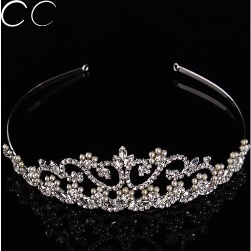 Luxurious Top Crystal & Simulated Pearl Tiara Crown for Women Wedding Bridal Hair Jewelry Wedding Accessories Bijoux Femme F001
