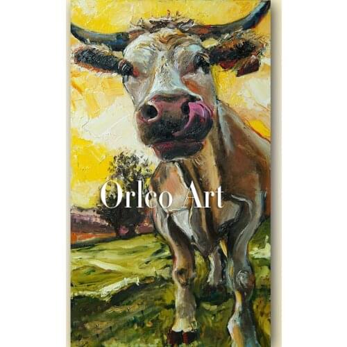 Handpainted Newest Design Animal Cow Impressionist Oil Painting For Home Decoration