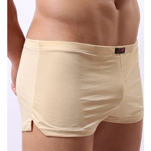 Sexy Men Underwear Ice Silk Boxer Shorts Man Arrow Pants Breathable Mid-waist U Convex Pouch Underpants Cuecas calzoncillo M-XXL